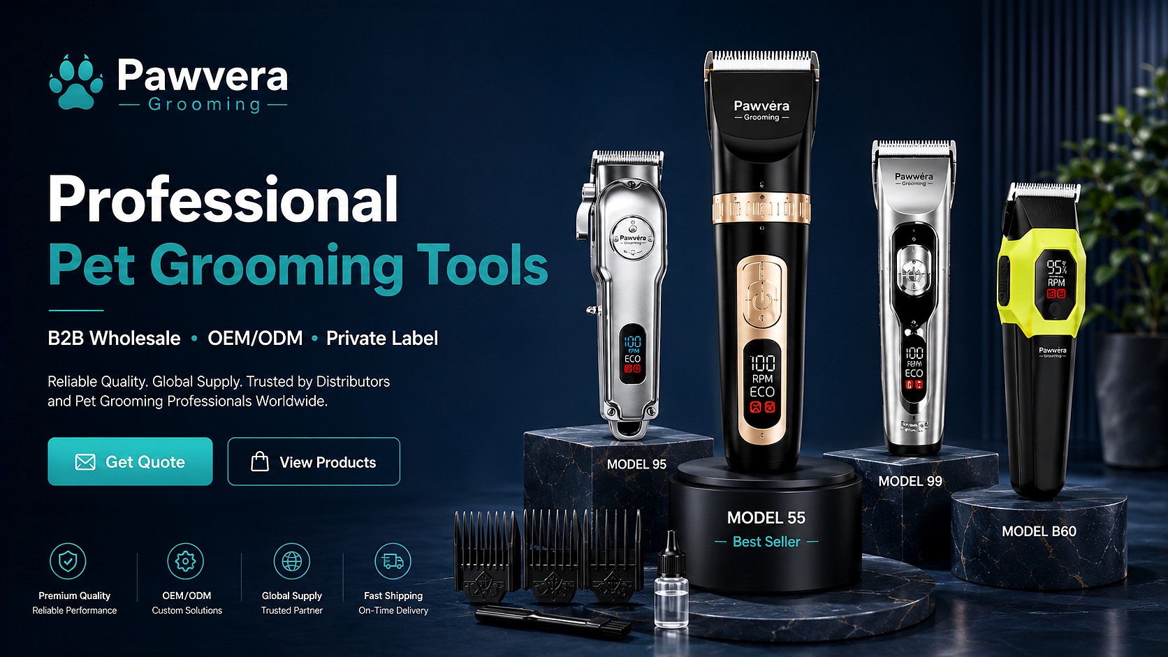 Pawvera Model 55, Model 95, Model 99 and Model B60 featured pet clippers
